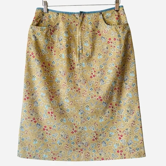Vintage Cottagecore Skirt Size 10 100% Cotton Floral LizWear Jeans 5 Pocket - Picture 13 of 13